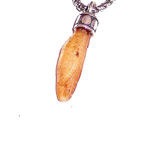 Yellow Sapphire on Sterling Silver Bail with Free 24" Round Box Chain! P2B